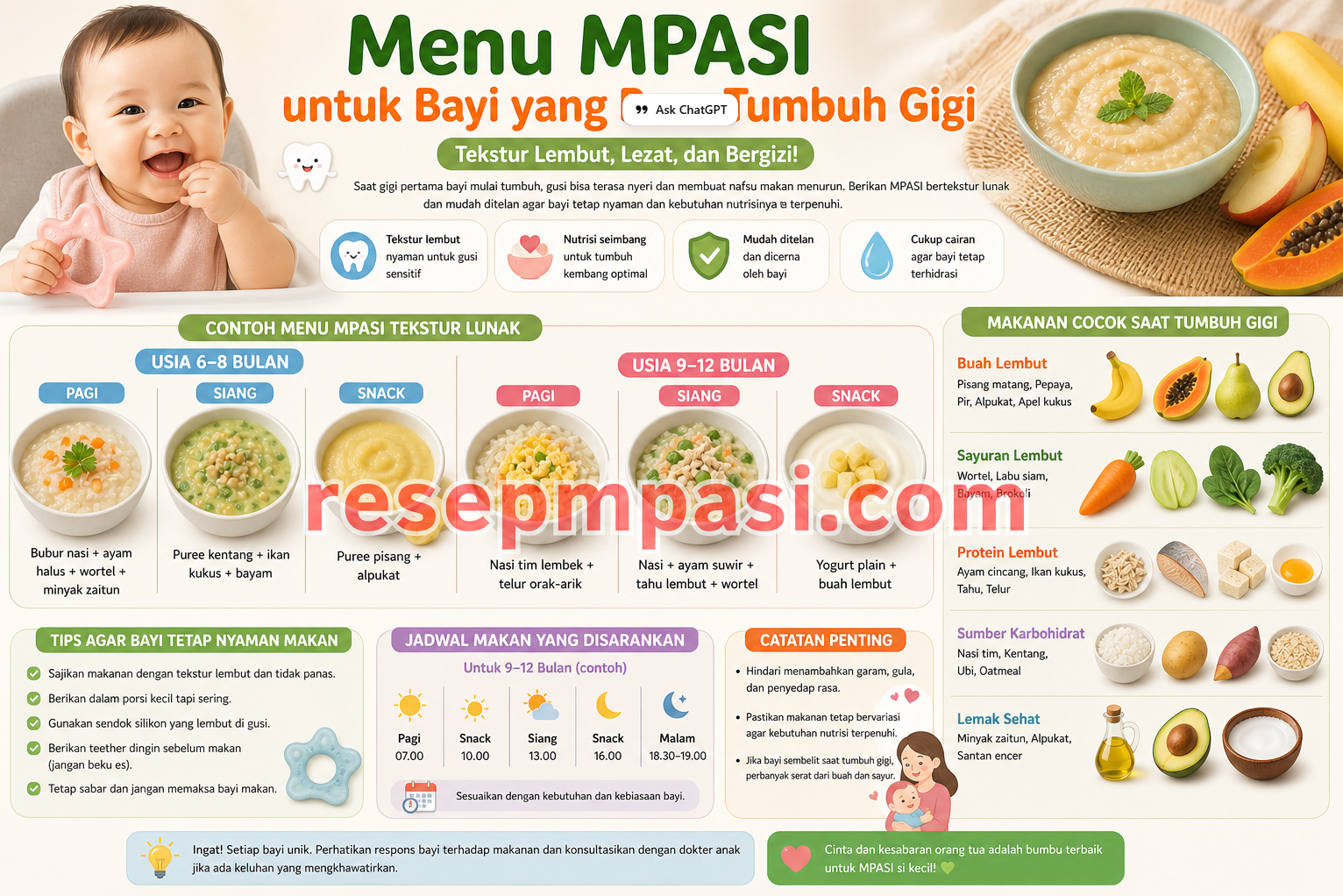 MPASI untuk Bayi yang Baru Tumbuh Gigi